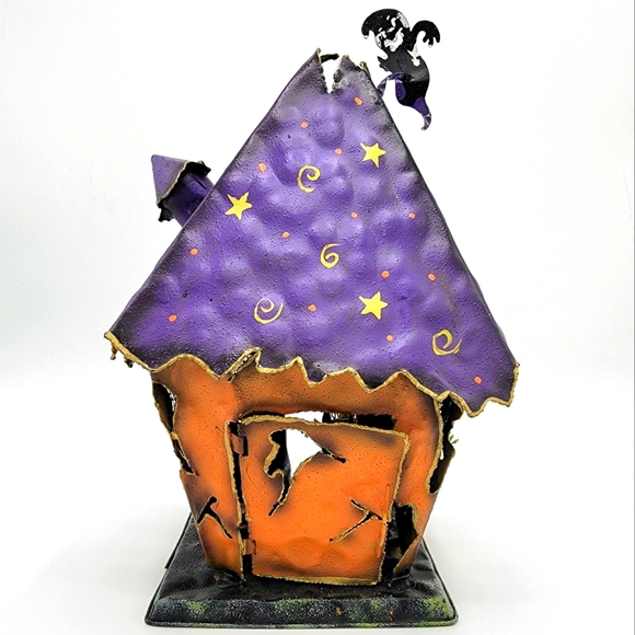 Vintage Halloween / Holiday Metal Haunted House Tea Light Decoration - Picture 7 of 14